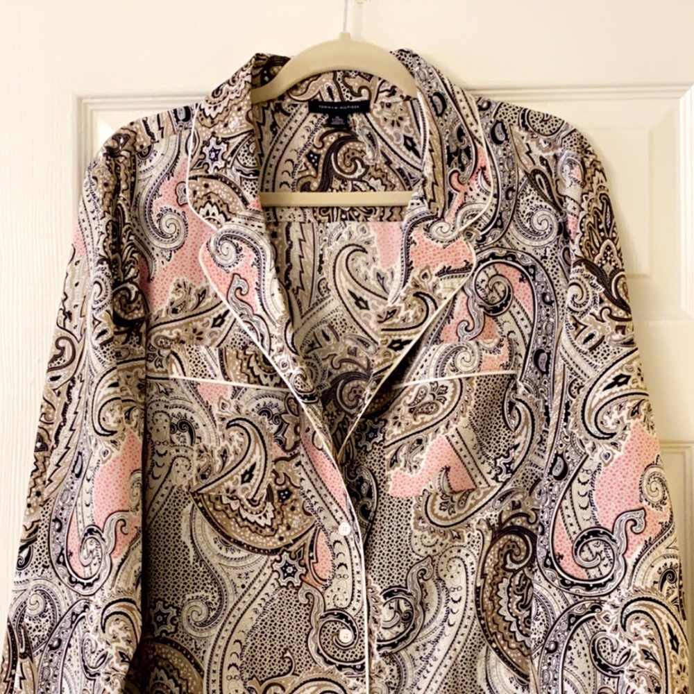 Tommy Hilfiger Pasley Print Pajama Style Blouse